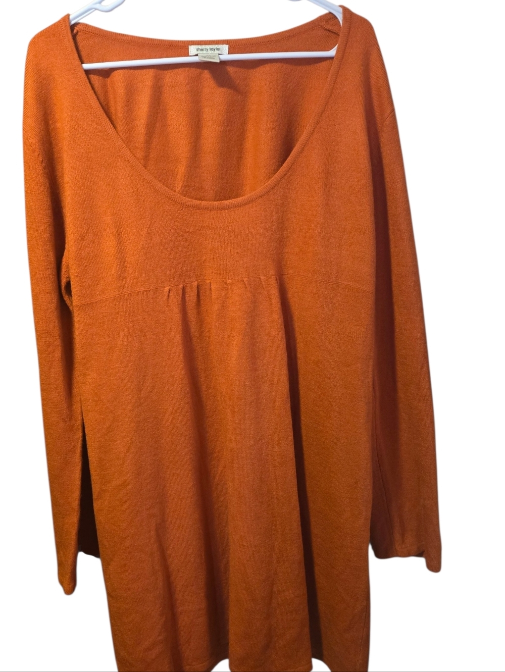 Sherry Taylor, Orange Scoop-Neck Long Sleeve Women's Top